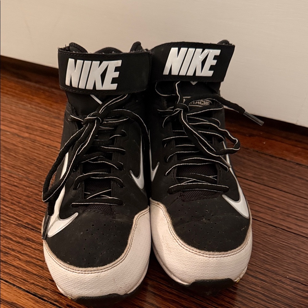 Nike Black and White Mid-Top baseball cleats